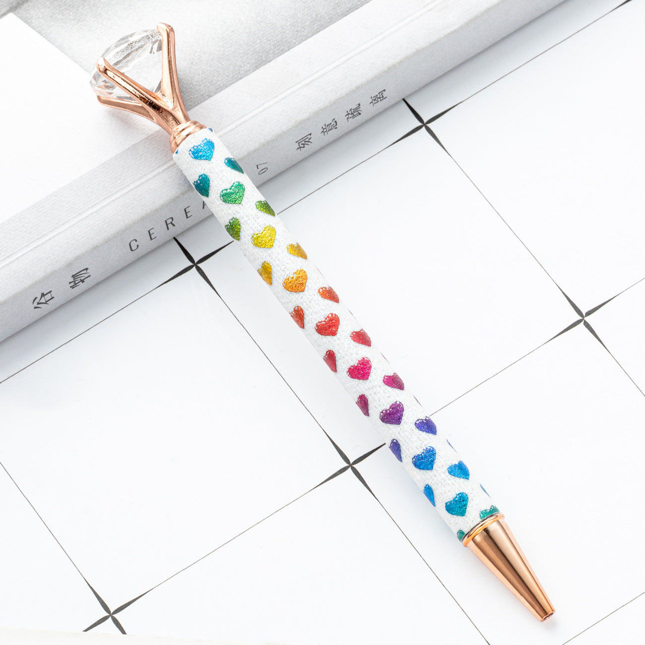Wholesale Metal Glitter Love Heart Rotating Ballpoint Pen